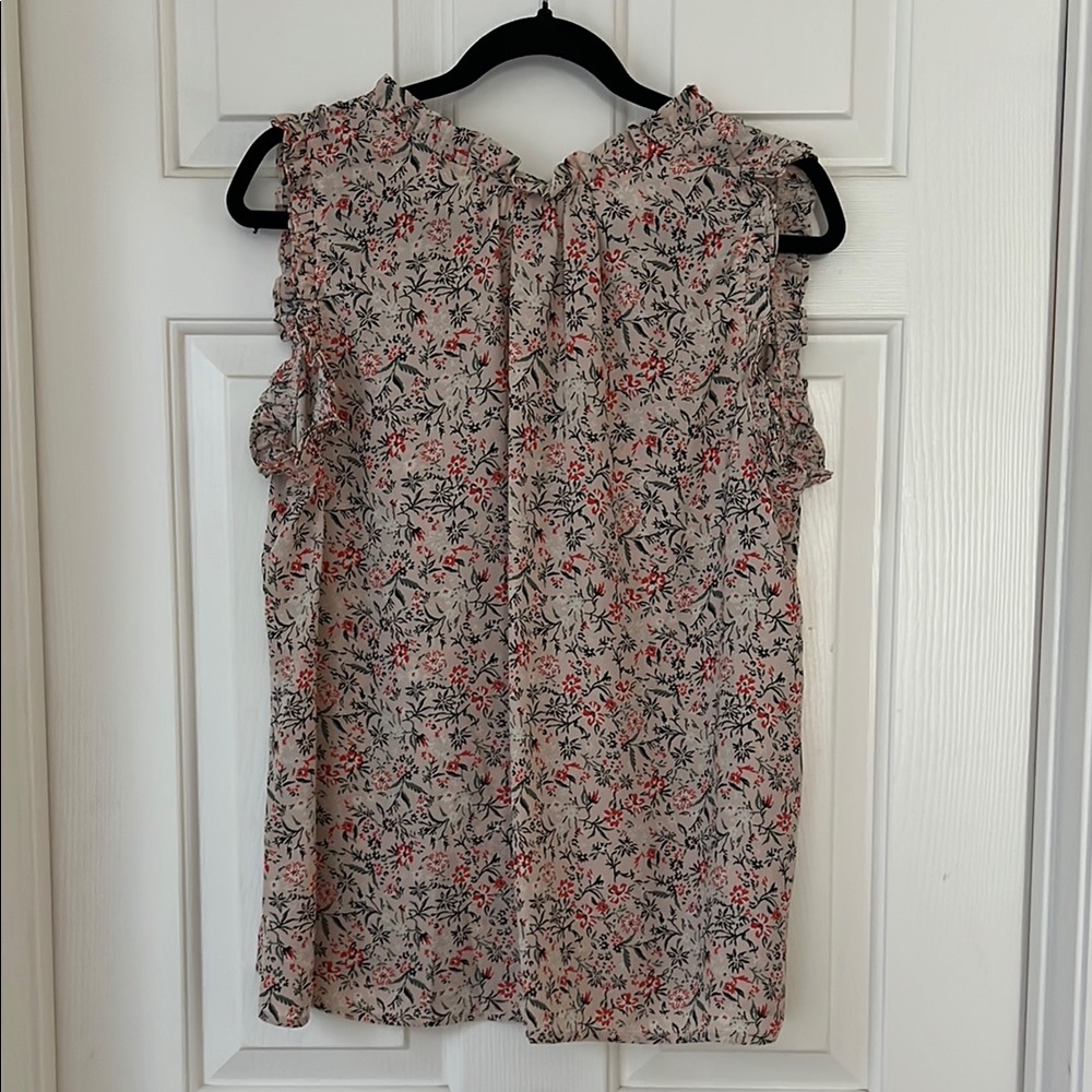 Floral Sleeveless Top - Red and Black